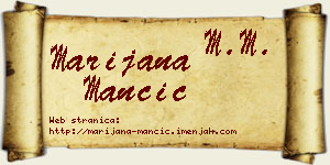 Marijana Mančić vizit kartica
